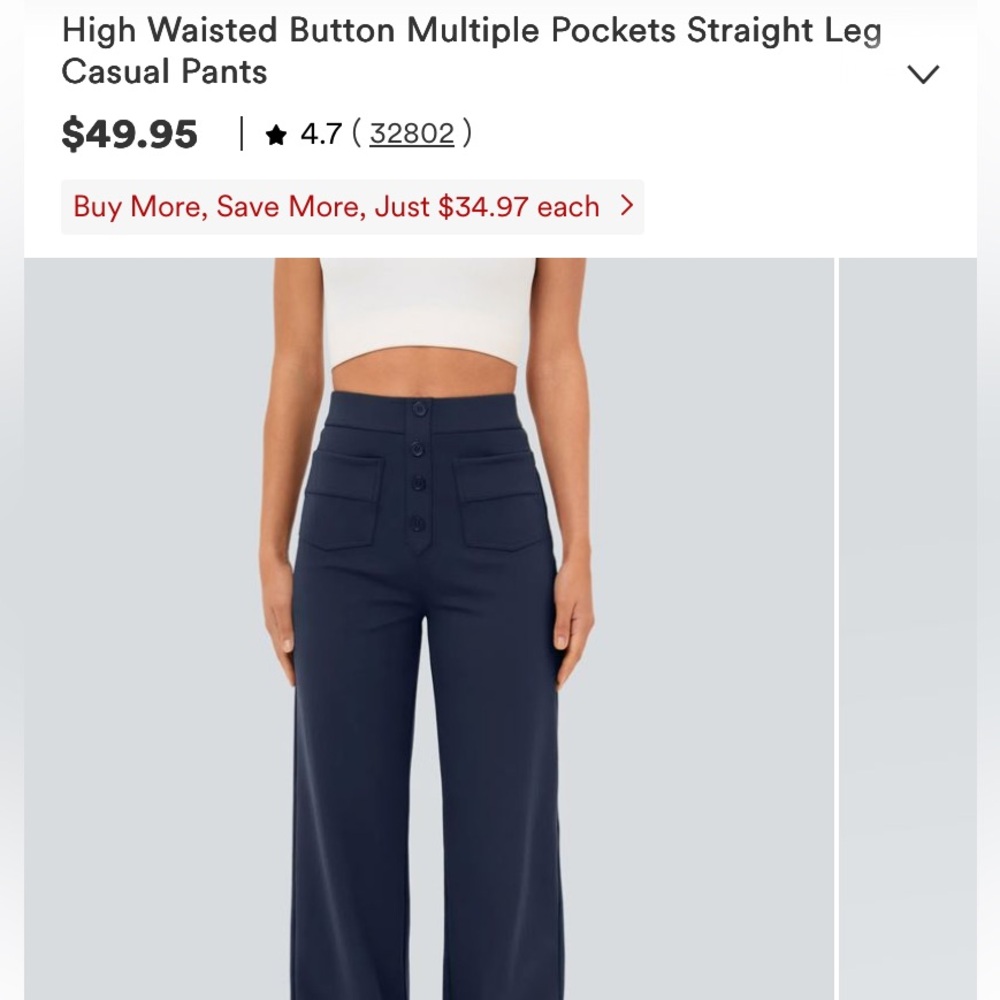HALARA Blue Wide Leg Pants High-Waisted